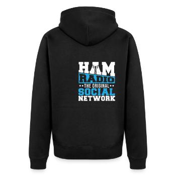 Signal Network Ham Radio The Original Social Netwo - Unisex Premium Organic Zip Hoodie - black - Back - Nico (187cm)