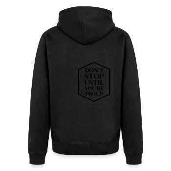 Inspirierende Motivierende Zitate Sprüche - Unisex Premium Bio Zip Hoodie - Schwarz - Hinten - Nico (187cm)
