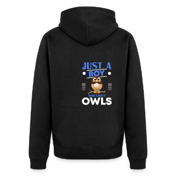 Juste un garçon qui aime les hiboux Amoureux des oiseaux Ornithologue - Veste à capuche bio Premium Unisexe - noir - Dos - Nico (187cm)