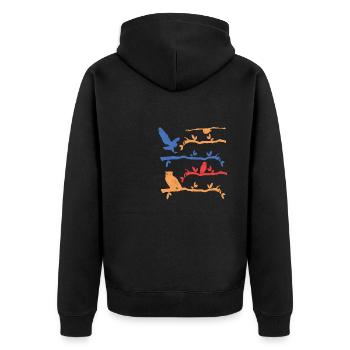 Retro Birds Of Prey Ornithologist Owl - Unisex Premium Bio Zip Hoodie - Schwarz - Hinten - Nico (187cm)