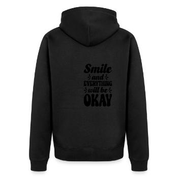 Inspirierende Motivierende Zitate Sprüche - Unisex Premium Bio Zip Hoodie - Schwarz - Hinten - Nico (187cm)