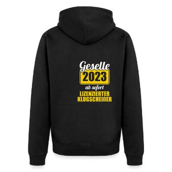 Geselle Gesellenprüfung bestanden Gesellen - Unisex Premium Bio Zip Hoodie - Schwarz - Hinten - Nico (187cm)