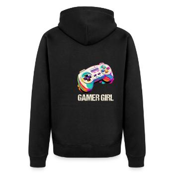 Gaming Konsole PC Zockerin Mädchen Gamer Girl - Unisex Premium Bio Zip Hoodie - Schwarz - Hinten - Nico (187cm)