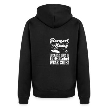 Barefoot skiing - Unisex Premium Bio Zip Hoodie - Schwarz - Hinten - Nico (187cm)