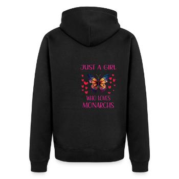 JUSTE UNE FILLE QUI AIME LES MONARQUES - Veste à capuche bio Premium Unisexe - noir - Dos - Nico (187cm)