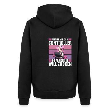 Gaming Konsole PC Zockerin Mädchen Gamer Girl - Unisex Premium Bio Zip Hoodie - Schwarz - Hinten - Nico (187cm)