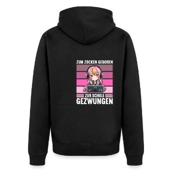 Gaming Konsole PC Zockerin Mädchen Gamer Girl - Unisex Premium Bio Zip Hoodie - Schwarz - Hinten - Nico (187cm)