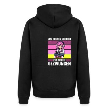 Gaming Konsole PC Zockerin Mädchen Gamer Girl - Unisex Premium Bio Zip Hoodie - Schwarz - Hinten - Nico (187cm)