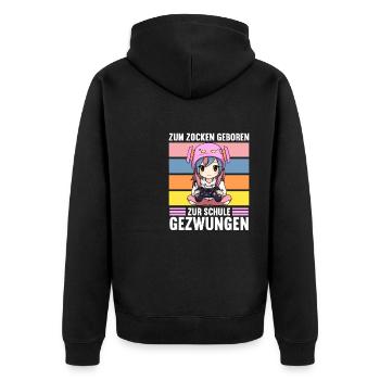 Gaming Konsole PC Zockerin Mädchen Gamer Girl - Unisex Premium Bio Zip Hoodie - Schwarz - Hinten - Nico (187cm)