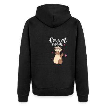 Mother's Day Cute Women Weasel Ferret Mom - Unisex Premium Bio Zip Hoodie - Schwarz - Hinten - Nico (187cm)