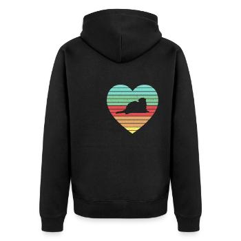 Weasel Cute Retro Ferret Fan Vintage Heart - Unisex Premium Bio Zip Hoodie - Schwarz - Hinten - Nico (187cm)