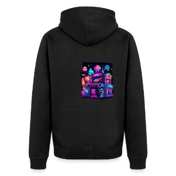 Arcade Gaming Retro Slots Games 80s Gamer - Unisex Premium Organic Zip Hoodie - black - Back - Nico (187cm)