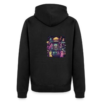 Arcade Gaming Retro Slots Games 80s Gamer - Unisex Premium Organic Zip Hoodie - black - Back - Nico (187cm)