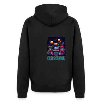 Arcade Gaming Retro Slots Games 80s Gamer - Unisex Premium Organic Zip Hoodie - black - Back - Nico (187cm)