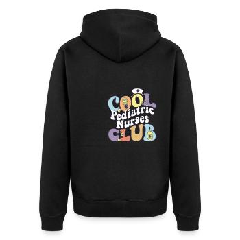 Cool Pediatric Nurses Club Pedia Squad Pediatrist - Unisex Premium Bio Zip Hoodie - Schwarz - Hinten - Nico (187cm)