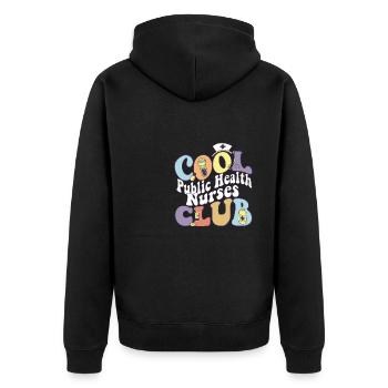 Cool Public Health Nurses Club RN Nurse - Unisex Premium Bio Zip Hoodie - Schwarz - Hinten - Nico (187cm)