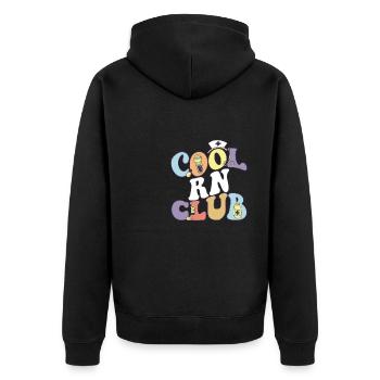 Cool Rn Club Registered Nurse Medical - Unisex Premium Bio Zip Hoodie - Schwarz - Hinten - Nico (187cm)