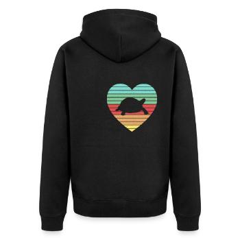 Retro Tortoise Vintage Heart Turtle Reptile - Unisex Premium Organic Zip Hoodie - black - Back - Nico (187cm)