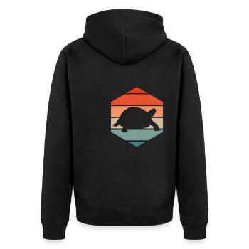 Vintage Turtle Reptile Retro Tortoise - Unisex Premium Organic Zip Hoodie - black - Back - Nico (187cm)
