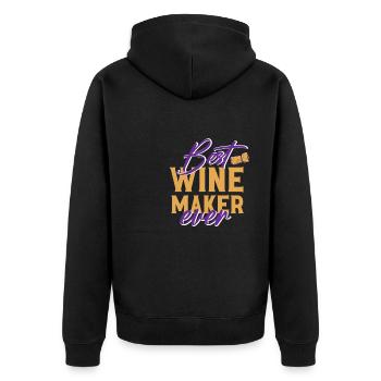 Winzer Wein Spruch für Weinliebhaber - Unisex Premium Bio Zip Hoodie - Schwarz - Hinten - Nico (187cm)