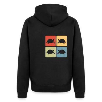 Reptile Retro Turtle Vintage Tortoise - Unisex Premium Organic Zip Hoodie - black - Back - Nico (187cm)