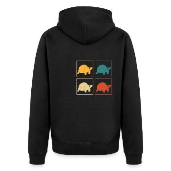 Tortoise Enthusiast Vintage Turtle Retro Reptile - Unisex Premium Bio Zip Hoodie - Schwarz - Hinten - Nico (187cm)