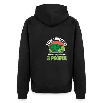 Retro Turtle I Like Tortoises And Maybe Like 3 Peo - Unisex Premium Bio Zip Hoodie - Schwarz - Hinten - Nico (187cm)
