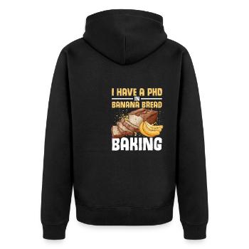 Drôle de vêtements de cuisson au pain aux bananes - Veste à capuche bio Premium Unisexe - noir - Dos - Nico (187cm)