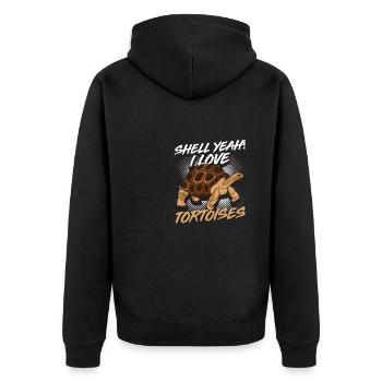 Funny Shell Yeah I Love Tortoises Turtle Reptile - Unisex Premium Bio Zip Hoodie - Schwarz - Hinten - Nico (187cm)