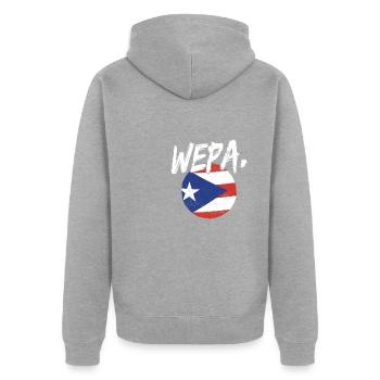 Fier drapeau portoricain de Porto Rico Wepa Latino - Veste à capuche bio Premium Unisexe - gris chiné - Dos - Nico (187cm)