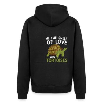 In The Shell Of Love With Tortoises Reptile Turtle - Unisex Premium Organic Zip Hoodie - black - Back - Nico (187cm)