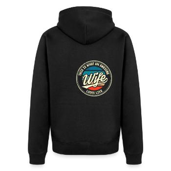 Ehefrau so sieht eine Beste Frau Spruch Geschenk - Unisex Premium Bio Zip Hoodie - Schwarz - Hinten - Nico (187cm)