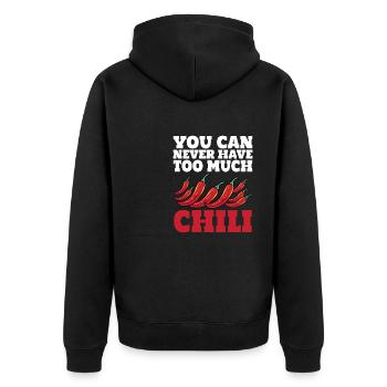 Hot Spicy Pepper Funny You Can Never Have Too Much - Unisex Premium Organic Zip Hoodie - black - Back - Nico (187cm)