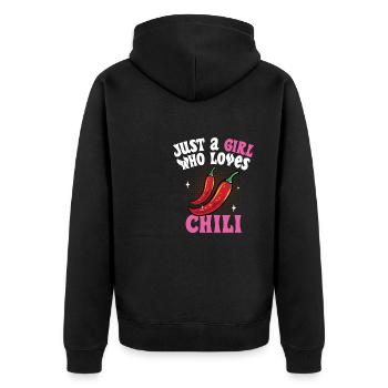 Women Just A Girl Who Loves Chili Hot Spicy Food R - Unisex Premium Bio Zip Hoodie - Schwarz - Hinten - Nico (187cm)