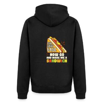 Cool Story Babe Make Me A Sandwich - Unisex Premium Bio Zip Hoodie - Schwarz - Hinten - Nico (187cm)