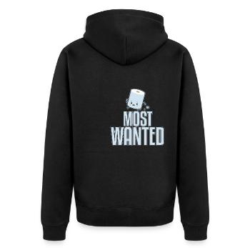 Most Wanted - Unisex Premium Bio Zip Hoodie - Schwarz - Hinten - Nico (187cm)