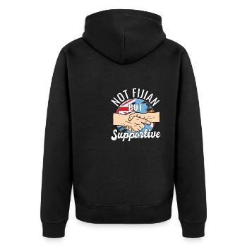 Not Fijian But Supportive Country Traveler Fiji - Unisex Premium Organic Zip Hoodie - black - Back - Nico (187cm)