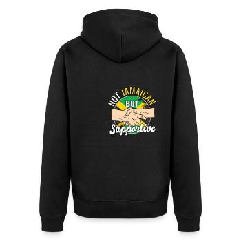 Pas jamaïcain mais voyageur de campagne solidaire - Veste à capuche bio Premium Unisexe - noir - Dos - Nico (187cm)