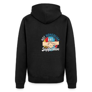 Pas mongol mais un voyageur de campagne solidaire - Veste à capuche bio Premium Unisexe - noir - Dos - Nico (187cm)