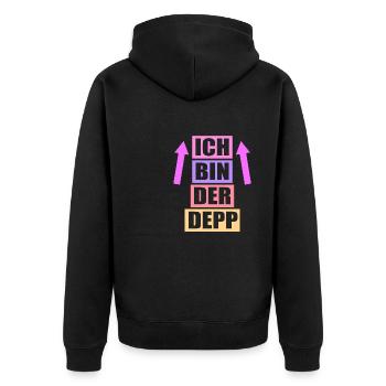 Junggesellenabschied Poltern Polterabend JGA - Unisex Premium Bio Zip Hoodie - Schwarz - Hinten - Nico (187cm)