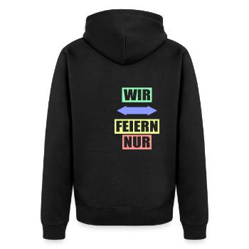Junggesellenabschied Poltern Polterabend JGA - Unisex Premium Bio Zip Hoodie - Schwarz - Hinten - Nico (187cm)