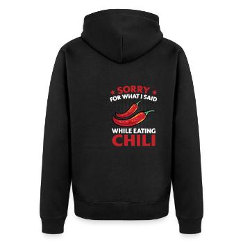 Poivrons rouges épicés désolé pour ce que j’ai dit en mangeant - Veste à capuche bio Premium Unisexe - noir - Dos - Nico (187cm)
