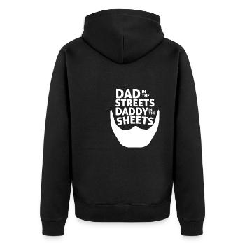 Dad In The Streets Dad In The Sheets Funny - Unisex Premium Bio Zip Hoodie - Schwarz - Hinten - Nico (187cm)