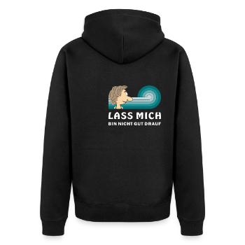 COMIC KOPF LASS MICH - Unisex Premium Bio Zip Hoodie - Schwarz - Hinten - Nico (187cm)