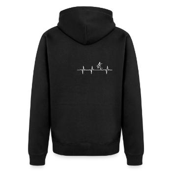 Fußball Herzschlag - Unisex Premium Bio Zip Hoodie - Schwarz - Hinten - Nico (187cm)