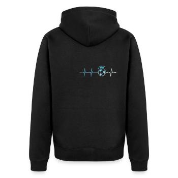 Herzschlag Fußball Puls Fußballer - Unisex Premium Bio Zip Hoodie - Schwarz - Hinten - Nico (187cm)