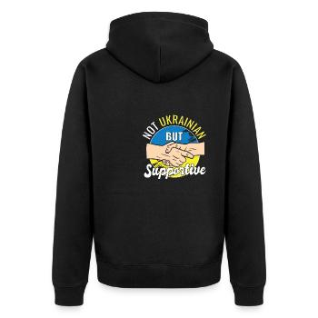 Pas ukrainien mais un voyageur de campagne solidaire - Veste à capuche bio Premium Unisexe - noir - Dos - Nico (187cm)