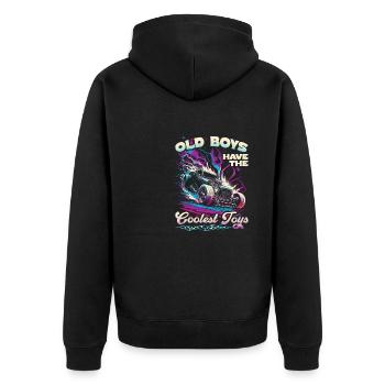 Hot Rod Grandpa, Old Boys Coolest Toys, Muscle Car - Unisex Premium Organic Zip Hoodie - black - Back - Nico (187cm)