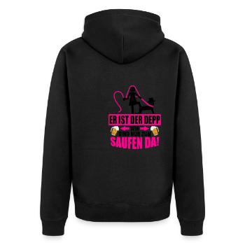 Junggesellenabschied Poltern Polterabend JGA - Unisex Premium Bio Zip Hoodie - Schwarz - Hinten - Nico (187cm)