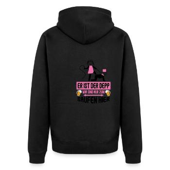 Junggesellenabschied Poltern Polterabend JGA - Unisex Premium Bio Zip Hoodie - Schwarz - Hinten - Nico (187cm)